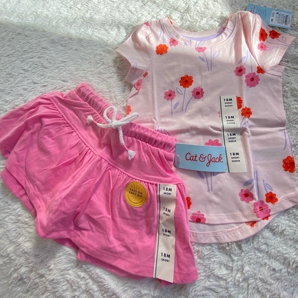 Kid’s pink floral top & pink skort